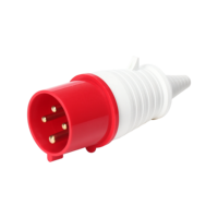Connecteurs industriels électriques HFE HF-124 380V 32A triphasés 4 broches rouges à montage mural, protection IP44, boîtier en polyamide, contacts en laiton