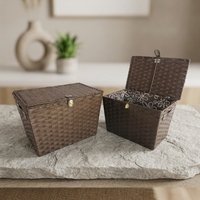 Panier de rangement rectangulaire tressé avec couvercle pour organiser les collations, les jouets et les objets décoratifs