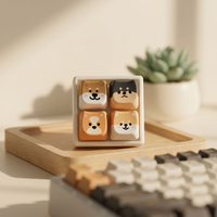 Clavier mécanique 4-en-1 Shiba Inu, touches de clavier, porte-clés de décompression, bouton anti-stress DIY en PBT Cherry R4, clicker pour les doigts