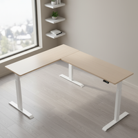 Bureau d'angle en forme de L, ergonomique, 3 pieds, mobilier moderne, table de bureau, cadre de bureau électrique réglable en hauteur, montage facile