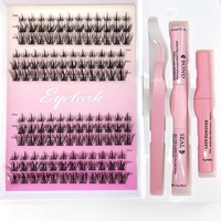 Volume Logo personnalisé Vente en gros Marque privée Segment de cils Bond individuel et dissolvant de colle Kit d'extensions de groupe de cils bricolage