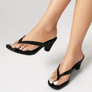 Sandalias de tacón bajo grueso con punta abierta para mujer, talla grande 47, para fiesta, chanclas, pantuflas, mules de ajuste ancho - Product Image 5