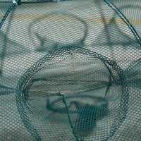 Nasse à crabes pliable et portable en nylon [5 trous] sans nœuds pour la pêche au poisson, aux crevettes et aux homards