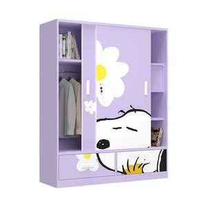 ตู้เสื้อผ้าเหล็กพิมพ์ลายสำหรับเด็กเล็กสีสดใสขอบเรียบแขวนแบบล็อคได้ - Product Image 6