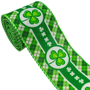 Gordon Tùy Chỉnh Dây Ribbon 63 Mm Bốn Lá Clover Thiết Kế 2.5 "Có Dây Ribbon Với Flora In Vòng Hoa Gói Băng Vòng Hoa Vòng Hoa - Product Image 6