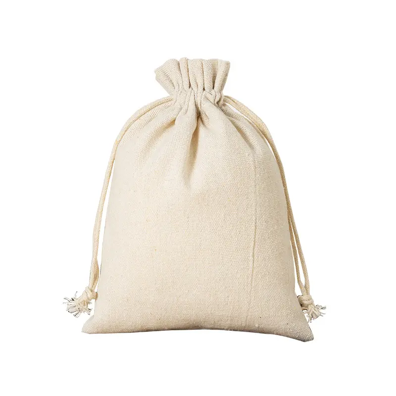 環境にやさしいコットンモスリン巾着包装袋カスタマイズされたロゴプリントモスリンコットンギフトバッグ