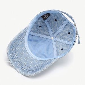 Casquette de baseball en jean déchiré unisexe, style urbain, 100% coton, 6 panneaux, réglable, toutes saisons, coutures invisibles - Product Image 5