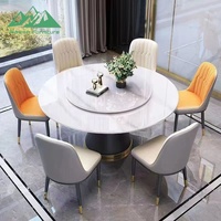 Wayon Luxus-Esstisch aus gesintertem Stein mit Lazy Susan, runder Tisch mit italienischer Ananas-Basis, modernes minimalistisches Set für Zuhause