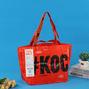 Bolso de mano no tejido laminado de lámina reciclada de diseño personalizado, bolso de compras reutilizable plegable de lona - Product Image 1