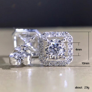Pendientes pequeños cuadrados para mujer, estilo minimalista brillante, joyería elegante para las orejas - Product Image 5