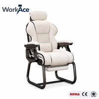 Chaise de jeu avec accoudoirs fixes intégrés, inclinaison à 360 degrés, ergonomique, revêtement en cuir, inclinaison réglable, hauteur réglable