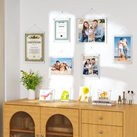 8.5x11 cadres photo acryliques sans cadre modernes 2-Pack Clear Square Cubes Stand Lucite cadres transparents affichage de bureau mural