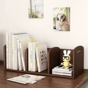 Meinijia <b>Desktop</b> Bookshelf Solid Wood 3 Compartment Office Organizer Simple Style Standing Type <b>Shelf</b> - Product Image 2