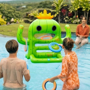 Jeu de lancer d'eau gonflable en PVC en forme de cactus avec 6 anneaux et 6 disques, jouet flottant pour la piscine, la plage, le jardin, le plaisir familial, cadeau de fête estival - Product Image 6
