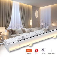 Rail en aluminium et plastique avec lumière d'ambiance et moteur intelligent pour rideaux électriques, maison intelligente, rails de rideaux