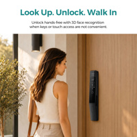 Serrure de porte intelligente SJJ WiFi entièrement automatique pour bois/acier avec stockage cloud, reconnaissance faciale, lecture de veine palmaire, caméra de judas, interphone vidéo et application Tuya
