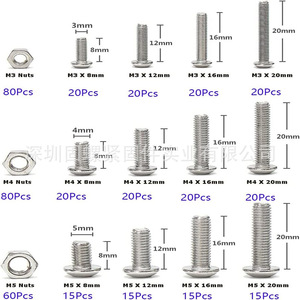440Pcs 304 Stainless Steel Hex Socket Headcap Bolts Nuts Kit Metric M3 M4 M5 Screws With Allen Keys For DIY Repair - Product Image 2