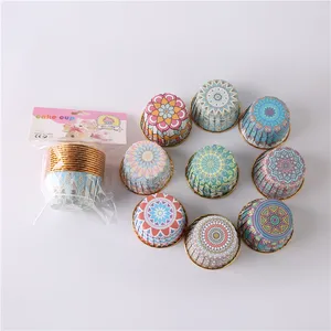 Wholesale Disposable Muffin Liner Thick Color Pattern Aluminum Cupcake Molds Baking Cups