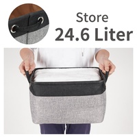 Panier de rangement en lin et coton, boîte de rangement pliable, pour jouets, vêtements, avec poignées de transport