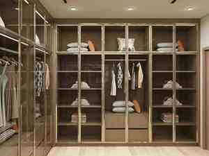 High-<b>End</b> Custom Melamine Walk-In Closet Wardrobe with Luxury Glass Storage Solution for Bedrooms Made Durable Plywood Material - Product Image 4