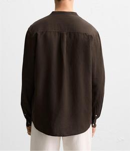 Chemise décontractée en lin pour homme, vente en gros, impression personnalisée ODM, printemps, pur coton, anti-boulochage, respirante - Product Image 2