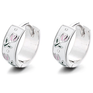 <strong>Sterling</strong> <strong>SIlver</strong> Tulip <strong>Hoop</strong> <strong>Earring</strong> 925 <strong>Silver</strong> Flower <strong>Hoop</strong> <strong>Earring</strong> S925 Tulip Enamel <strong>Earring</strong> <strong>Hoop</strong> - Product Image 5