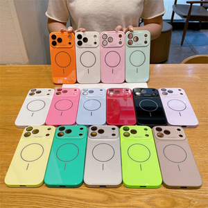 เคสโทรศัพท์มือถือกระจกนิรภัยแม่เหล็กพร้อมกรอบเคลือบสีสดใส แม่เหล็กแรงสูง N52 สำหรับ iPhone 15/16/17/18 Pro Max - Product Image 1