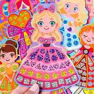 <b>Creative</b> Arts and Crafts Set Princess Theme 10 PCS Christmas <b>Gift</b> Mosaic Handmade Hanging Tags Kit - Product Image 3