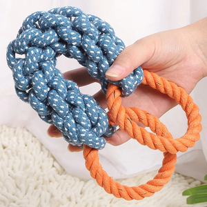 เซนิดู เอช-370 ของเล่นเคี้ยวสำหรับสุนัข ทำจากผ้าฝ้ายทอมือ เป็นมิตรกับสิ่งแวดล้อม สำหรับทำความสะอาดฟันและการเล่นแบบโต้ตอบ ขนาดเล็ก สีสุ่ม - Product Image 3