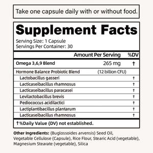 Probiótico Diario para el Equilibrio Hormonal en Mujeres, Apoya la Salud Intestinal, la Inmunidad de la Piel, Cápsulas Probióticas para el Equilibrio Hormonal - Product Image 3