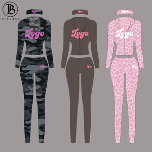 Set Jaket Zipper Warna Baru Khusus Wanita Musim Gugur 2025, Setelan Olahraga 2 Potong, Set Legging Yoga untuk Olahraga - Product Image 1