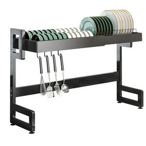 Estante de almacenamiento para fregadero de cocina Najie, escurridor de platos multiusos para encimera con ganchos colgantes y soporte para cubiertos para platos y tazones - Product Image 2