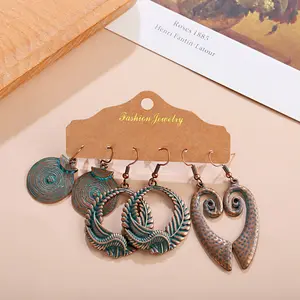 Monili della boemia Dell'annata Orecchino Della Vite Prigioniera <span class=keywords><strong>Set</strong></span> di 3 Coppie Anelli di Orecchio <span class=keywords><strong>Set</strong></span> Nuovo <span class=keywords><strong>Argento</strong></span> Antico Foglie Designer Ciondola Gli <span class=keywords><strong>Orecchini</strong></span> del Gancio <span class=keywords><strong>Set</strong></span> - Product Image 1
