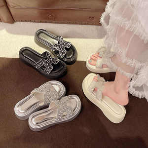 Nuevo Estilo de Zapatos Casuales de Plataforma con Suela Gruesa y Parte Superior de Tela Elástica y PU para Mujer, Ideales para Primavera y Verano con Protección Solar - Product Image 3