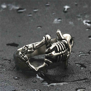 Bague squelette en argent pour homme, style punk, bijoux rétro, cadeau 26039 - Product Image 2