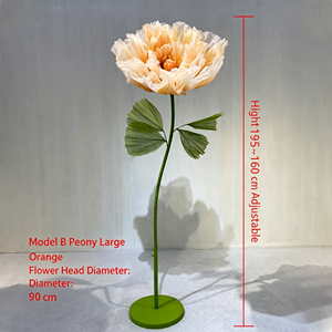 Flor de Peonía Grande con Marco Metálico de 90cm de Diámetro, Apertura y Cierre Automático Eléctrico Mecánico, Hecha a Mano, Ecológica, de Organza, Estilo Europeo de Alta Gama - Product Image 4