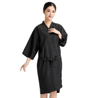 Robe de coiffeur professionnelle noire avec manches, logo personnalisé, robe de salon de beauté, robe de coiffeur pour client, kimono, tablier