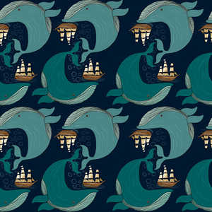 Sofia Franciosini Moby Dick Lot de 2 torchons de cuisine écologiques, dessinés et cousus à la main, accessoires de cuisine écologiques - Product Image 1