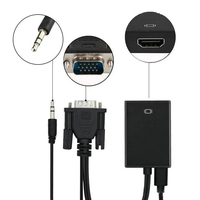 Pabrik grosir VGA ke HDMI kabel Video Adapter konverter 1080P untuk rumah Monitor Audio Speaker digunakan dalam kemasan kotak