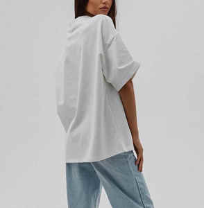 Camiseta extragrande de algodón de alta calidad para mujer, camiseta en blanco con hombros caídos de tamaño Regular - Product Image 4