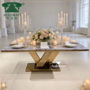 Ensemble de table à manger luxueuse avec pieds en acier inoxydable, compatibilité supérieure et polyvalente, 8 places - Product Image 6