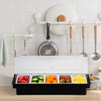 Bar Condiment Caddy 3/4/5/6 compartiments Récipient de service Plateau à condiments avec porte-hondiment
