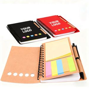 Customized Kraft Paper Spiral <b>Notebook</b> A5 <b>Lined</b> Notepad with Pen in Holder Sticky Notes - Product Image 1
