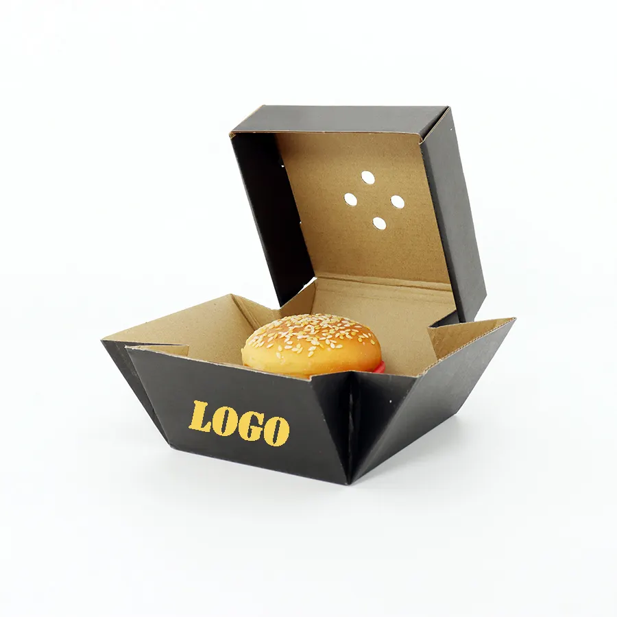 Verdickte Hamburger Box Wellpappe verpackungen Hersteller New Design Burger Box