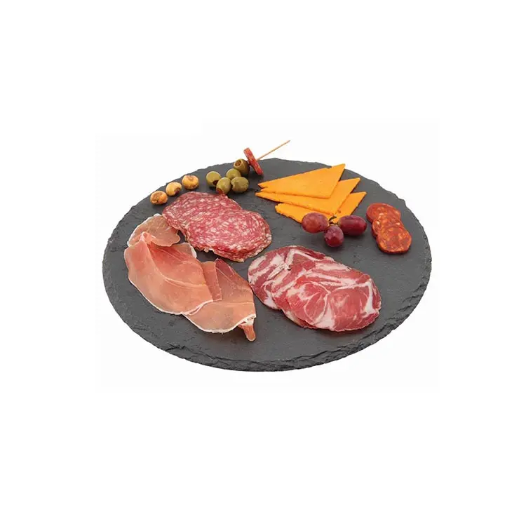 Assiette en bois personnalisée naturelle noire ronde Squaer ardoise pierre plateau de fromages Sushi Steak assiettes en bois et ardoise pour restaurant