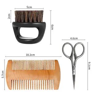 Customized Logo Beard Brush Comb Kit Men And Wood Suppliers Plastic Wooden For Men Mustache Beard With Handle Small Combs Set