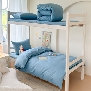 Bộ đồ giường 3 mảnh vải cotton 100% màu trơn cho giường đơn-cần thiết cho ký túc xá trường học - Product Image 6