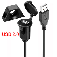 Bochara-Panel de montaje empotrado USB3.0 USB2.0 macho a hembra, resistente al agua, Cable blindado para salpicadero de coche