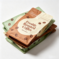 Vente en gros de sachets de café biodégradables de 250 g, 500 g, 1 kg, emballage de café à fond plat avec fermeture éclair