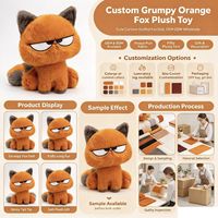 Jouets en peluche chat orange super doux de 25 cm et 35 cm avec rembourrage en coton PP brodé anti-stress